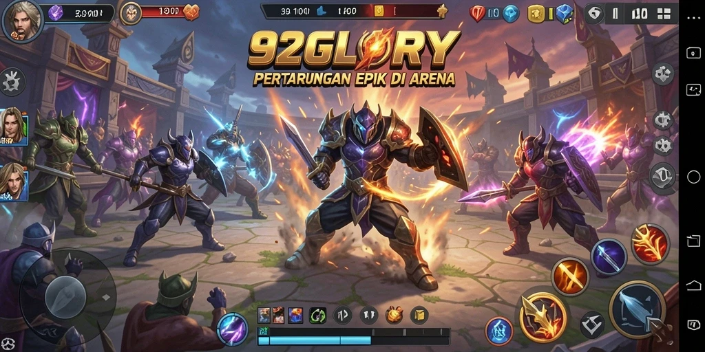 Tampilan gameplay seru di arena pertarungan 92GLORY.
