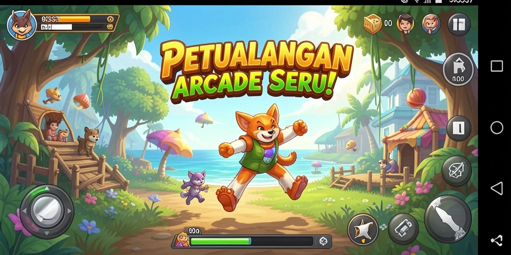 Tampilan gameplay yang mendebarkan dalam 93337 dengan aksi arcade yang seru.