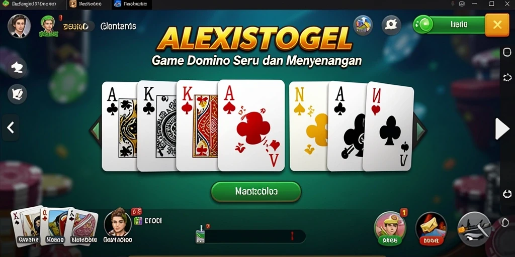 Tampilan gameplay ALEXISTOGEL yang menarik dengan kartu Domino.