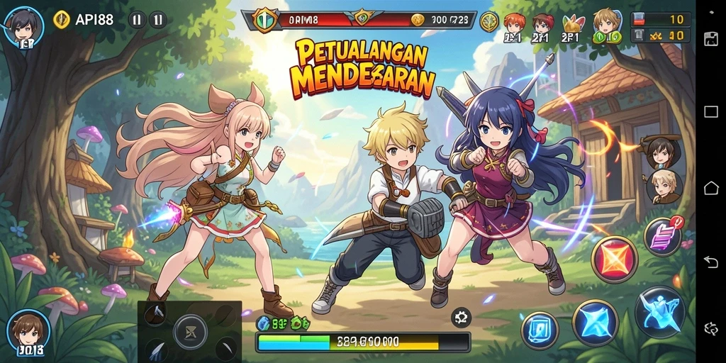 Menampilkan gameplay seru dan karakter anime disukai.