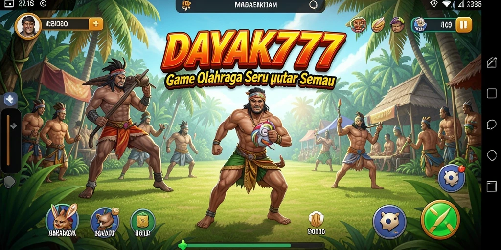 Screenshot utama <strong>DAYAK777</strong> menampilkan aksi seru dalam pertandingan olahraga.