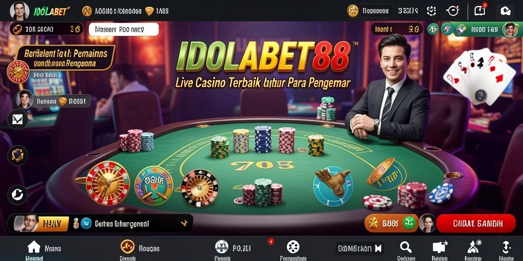 Tampilan gameplay Live Casino IDOLABET88 yang seru dan interaktif.