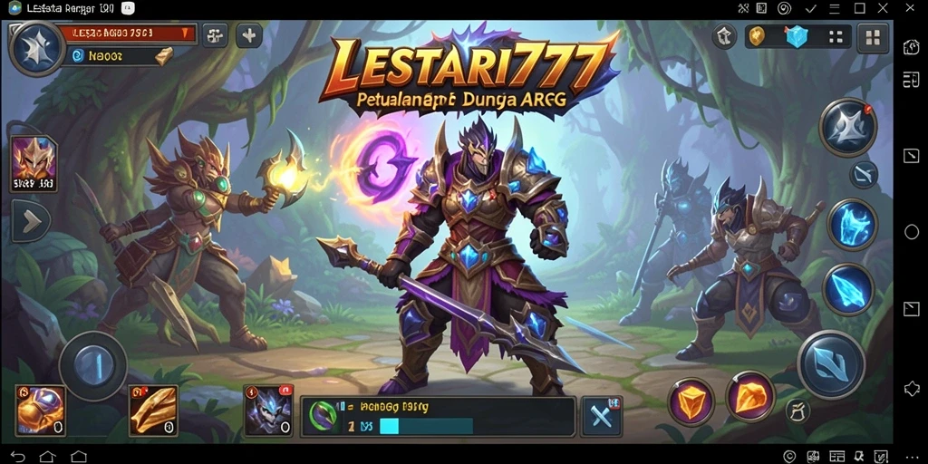 Screenshot gameplay ARPG LESTARI777 yang menampilkan pertarungan epik.