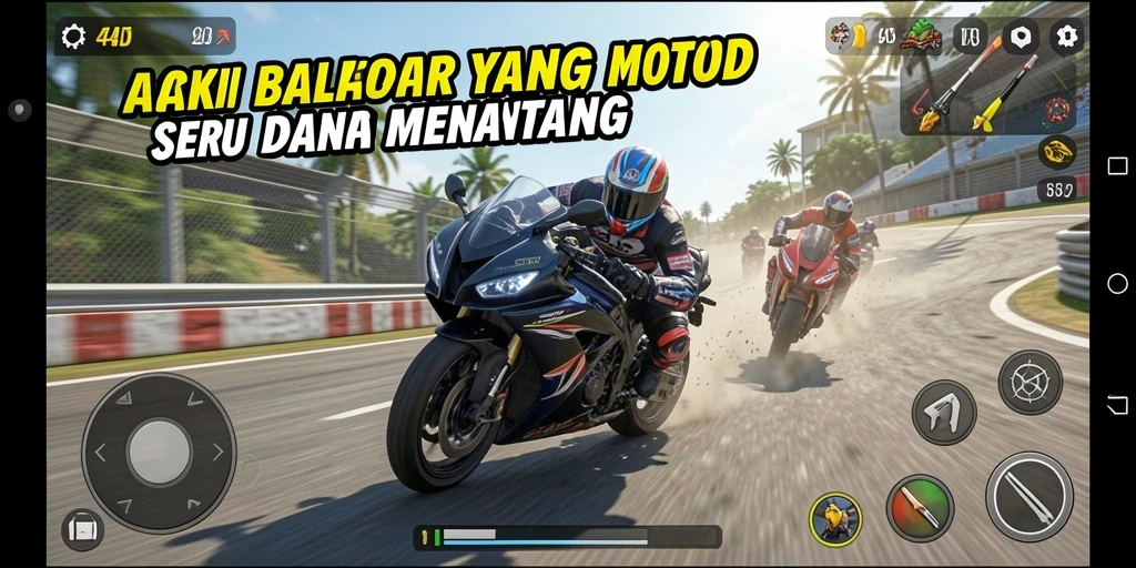 Gameplay seru dan adrenalin dalam balapan motor.