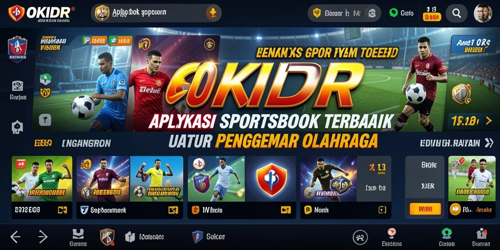 Screenshot utama menampilkan antarmuka pengguna OKIDR saat taruhan olahraga.