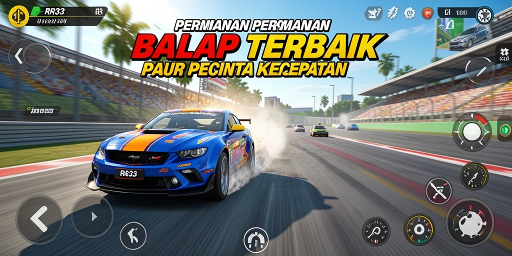 Tangkapan layar game RR33 menampilkan aksi balap yang mendebarkan.