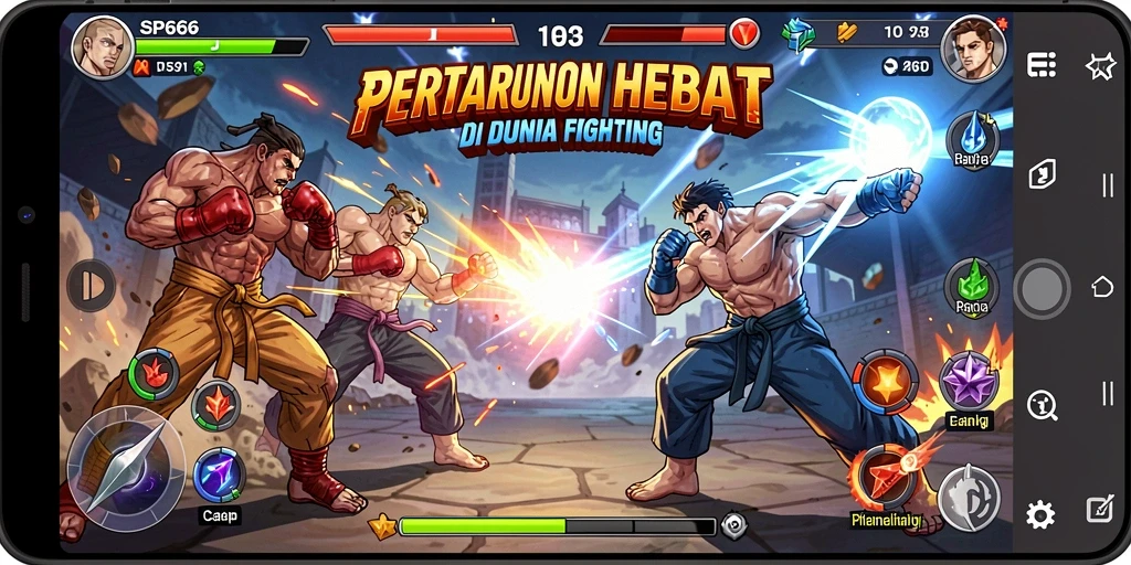 Screenshot gameplay SP666 menampilkan pertarungan yang seru dan mendebarkan.